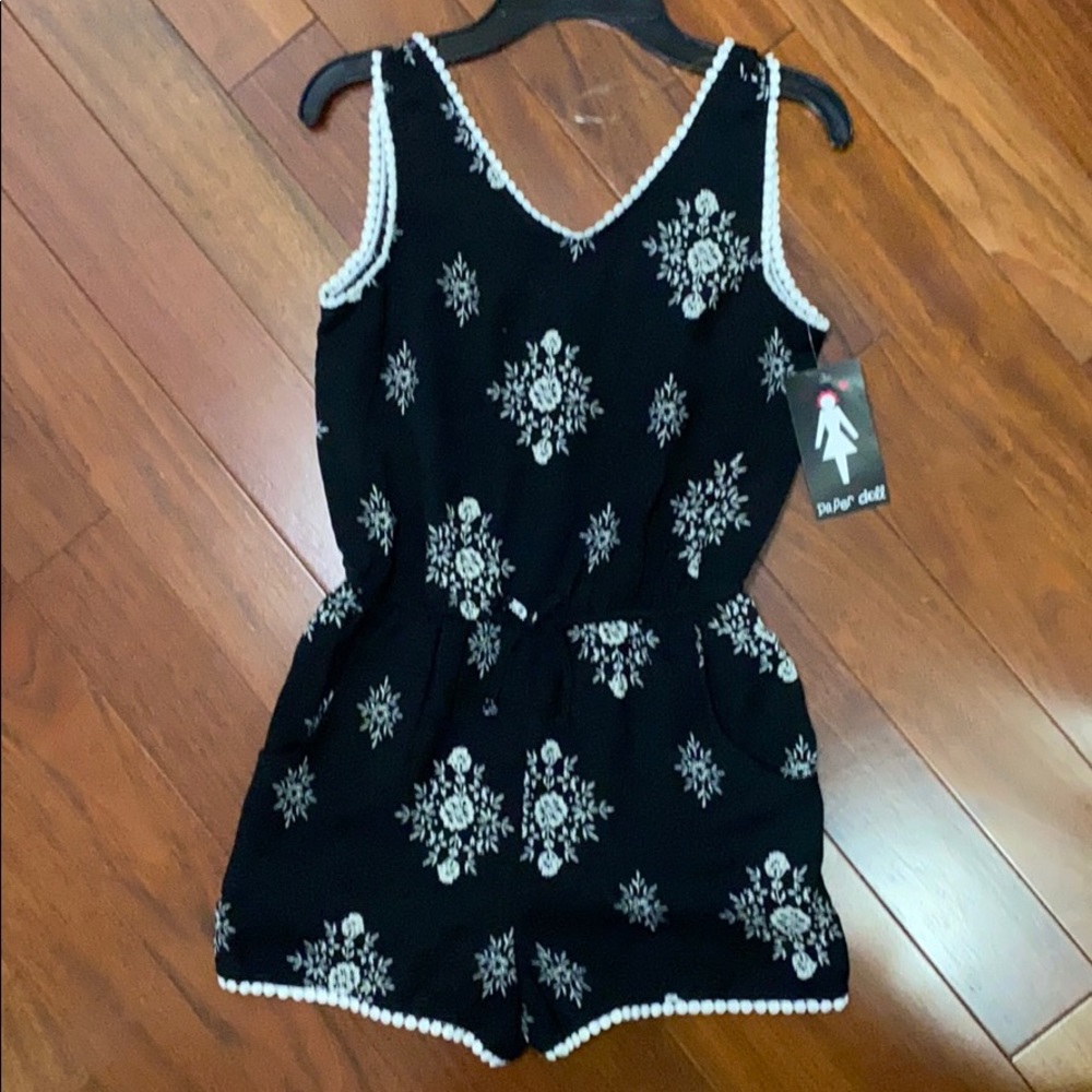 Black floral romper